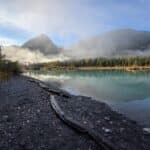 Glacier blue ponds provide beautiful photos to take home with you but if you are lucky, in the fall the salmon can be spotted from this spot here!