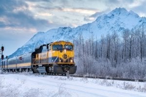Ride the Aurora Winter Train to Fairbanks, Alaska after an Alaskan sized breakfast at a local eatery